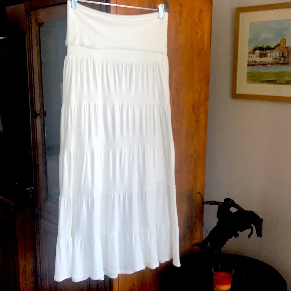 White Tiered Maxi Skirt - Lightweight Summer Skirt - Picture 4 of 8